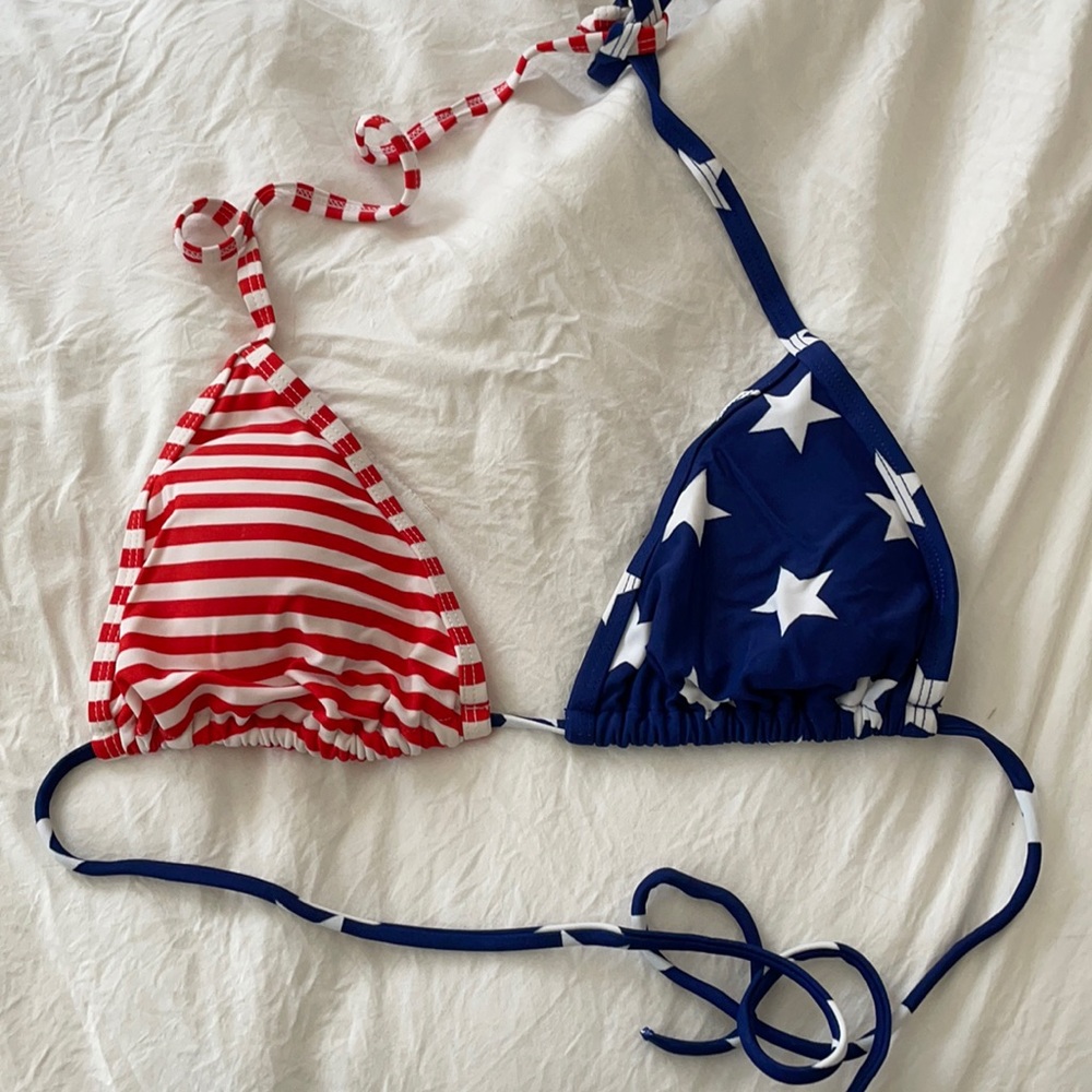 american flag tie bikini top